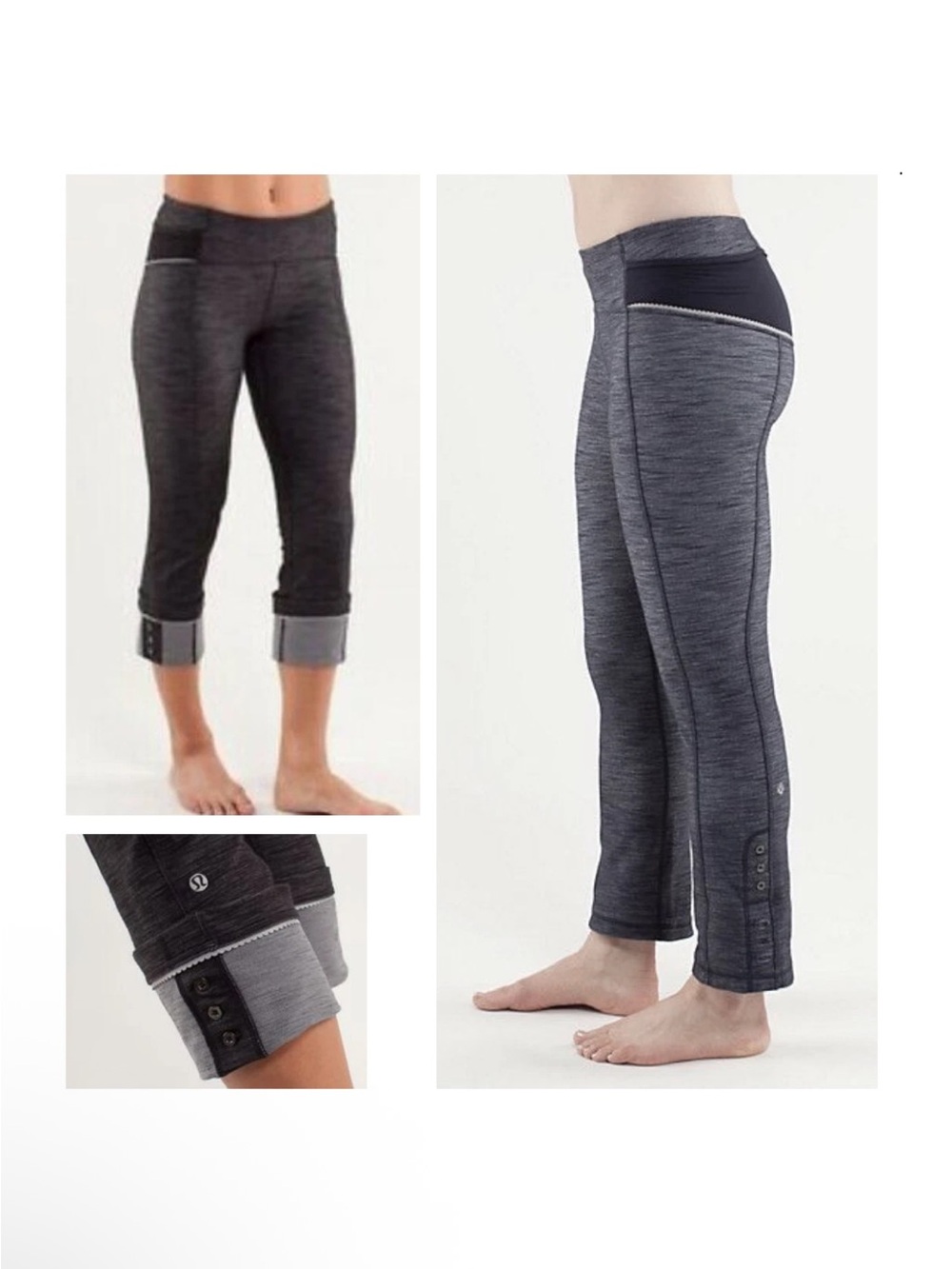 Lululemon Ride On Cropped Leggings Cuffed Hem Denim-Like size 6